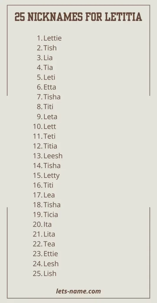 nickname for letitia