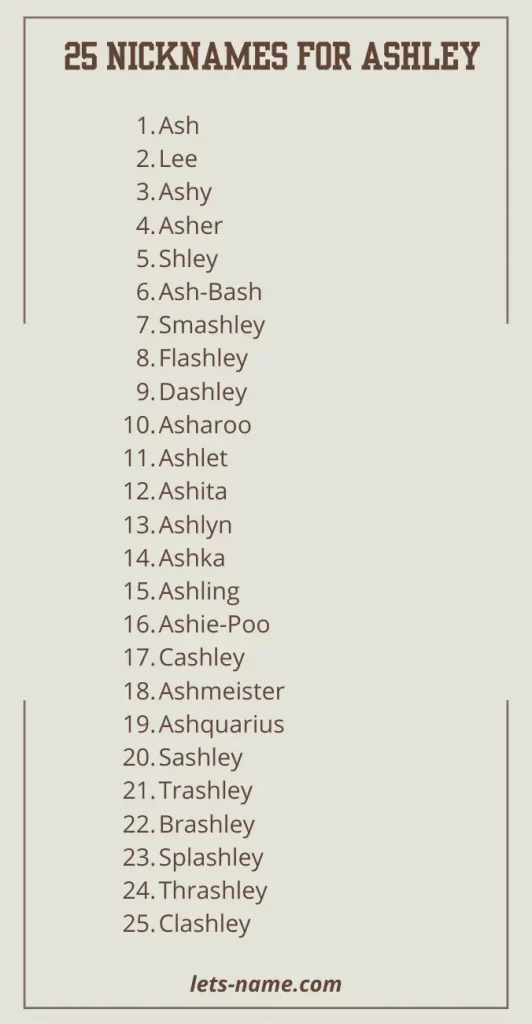 nicknames for ashley