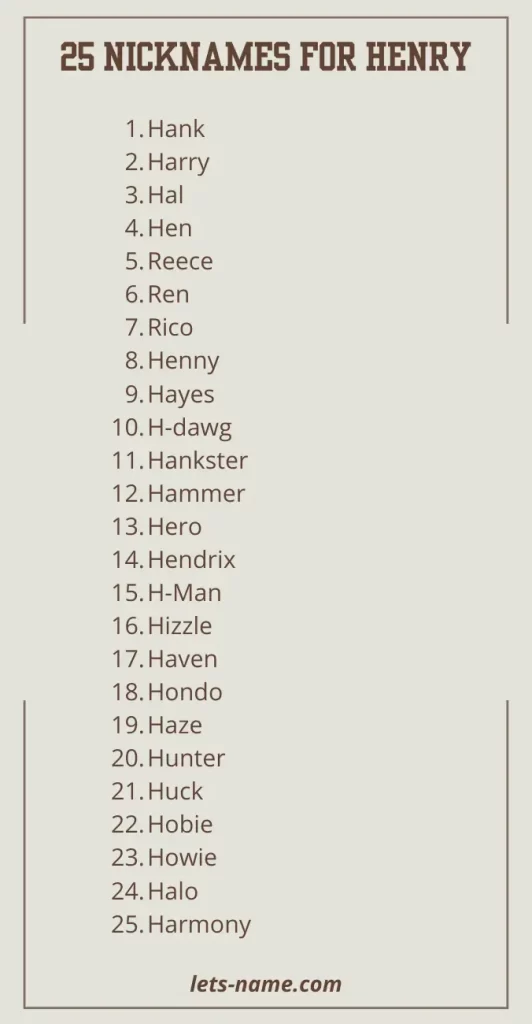 nicknames for henry