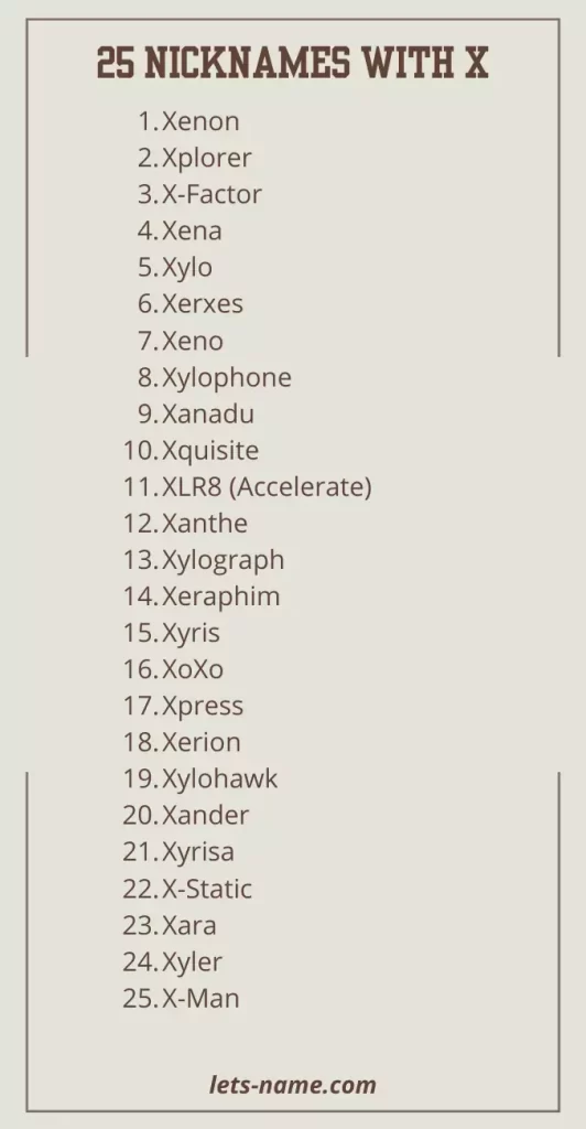 nicknames with x