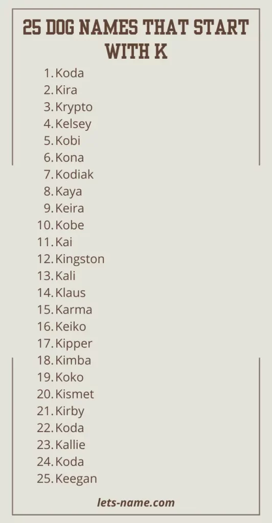 dog names that start with k