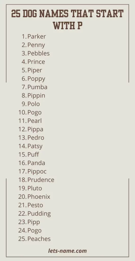 dog names that start with p