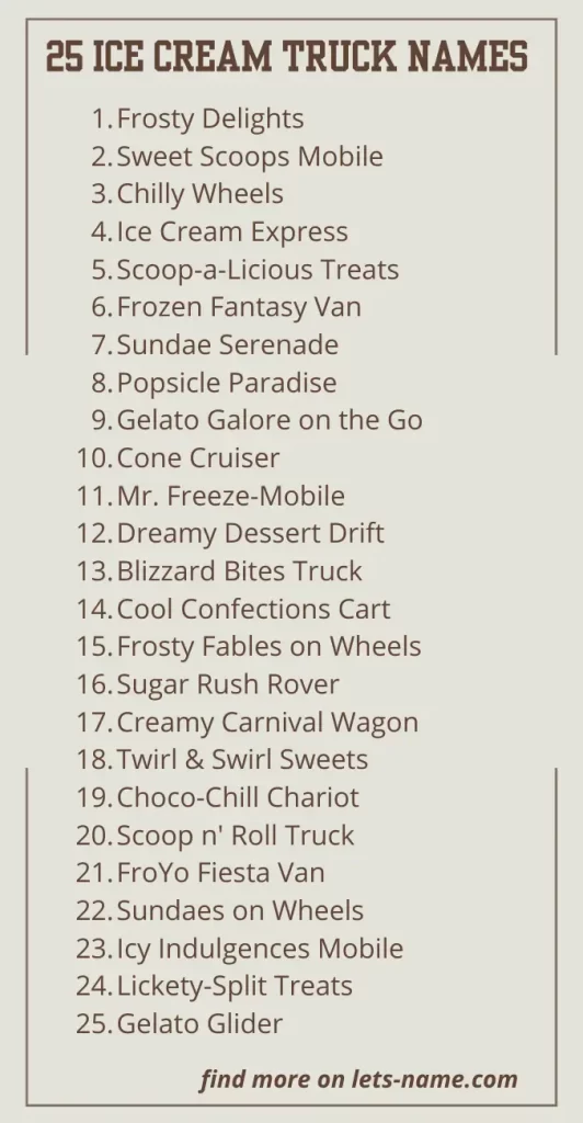 ice cream truck names