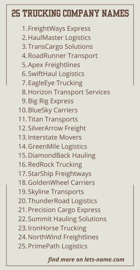 trucking company names