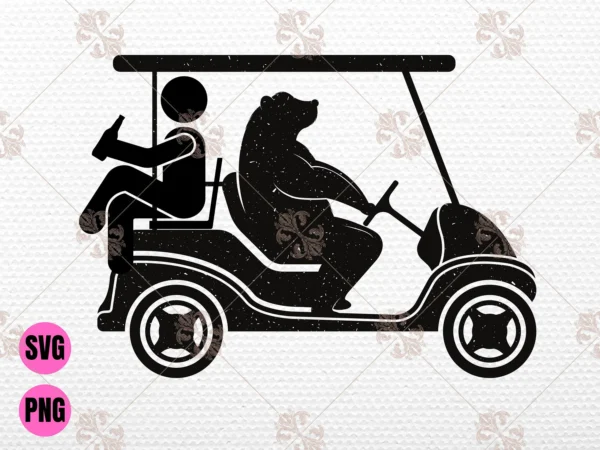 Funny Golf Shirt Design - Beer, Cart and Bear SVG PNG Files