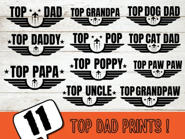 Top Dad Shirt SVG and PNG Bundle for Father's Day and Birthday